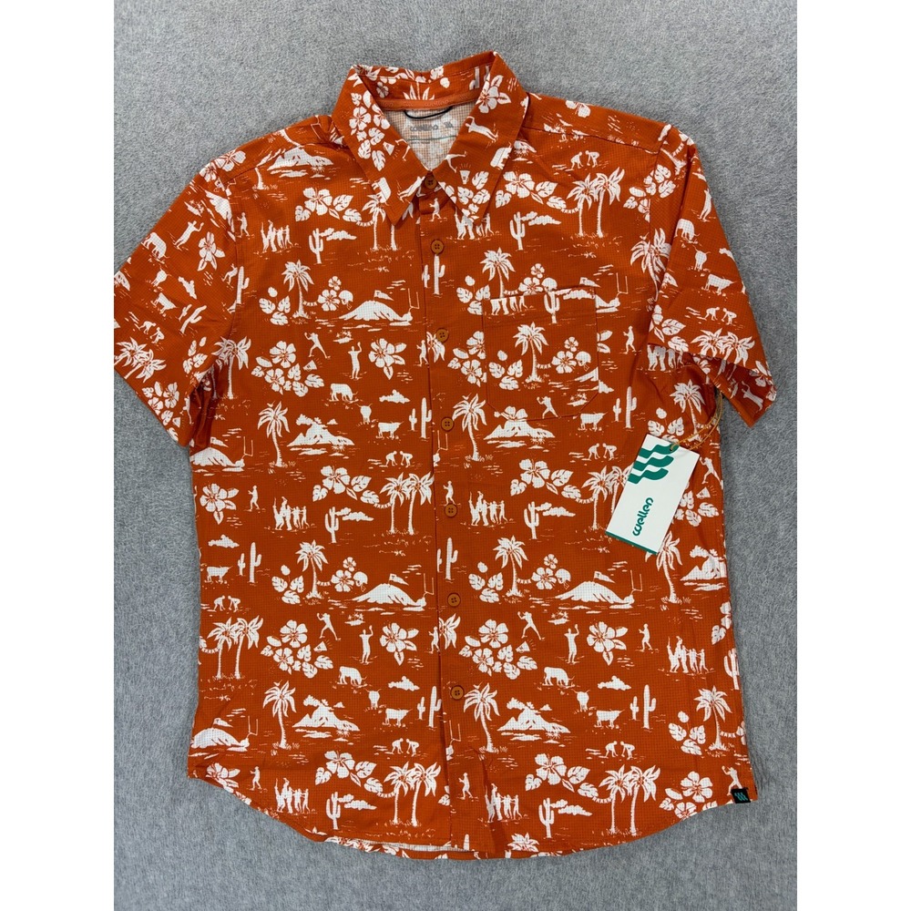 NWT Wellen Huckberry S/S Airweave Performance Shirt (Men's Small) Orange